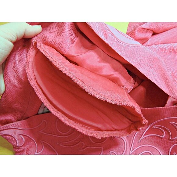 Adrianna Papell Suit Set Womens 10 Hot Pink Brocade Silk Blend Skirt Blazer 2 Pc - Picture 7 of 12